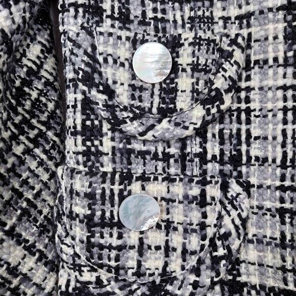Marc Jacobs Womens Wool Cotton Tweed Jacket Mother of Pearl Snaps Pockets Size 0 - Picture 4 of 8